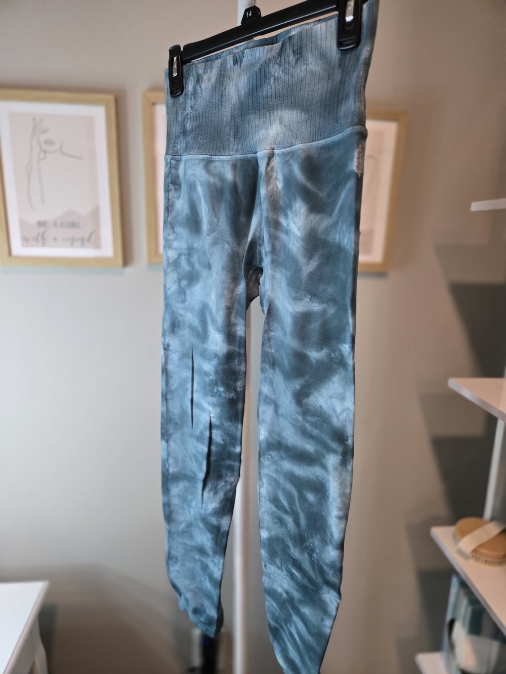 🔥 NWOT FP Movement by Free People Blue and Gray Tie-Dye Ribbed Leggings